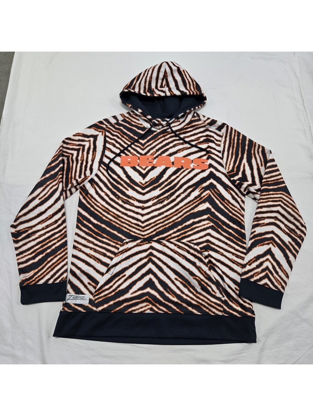 EUC Size MEDIUM Chicago Bears ZUBAZ Hoodie AOP Zebra Print Logo Sweatshirt Adult